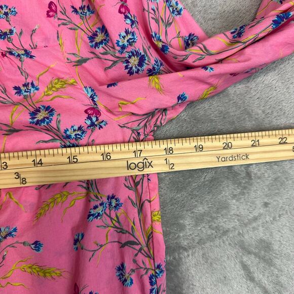 J Crew X Liberty Fabrics Size XS Pink Cotton Poplin Ruffle Blouse Wheat Bouquet - Picture 6 of 7